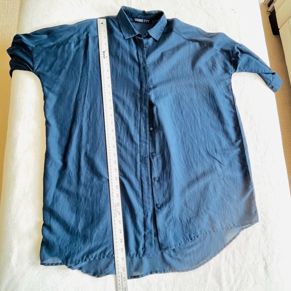 Zara semi sheer blue button down tunic xs - Picture 9 of 13